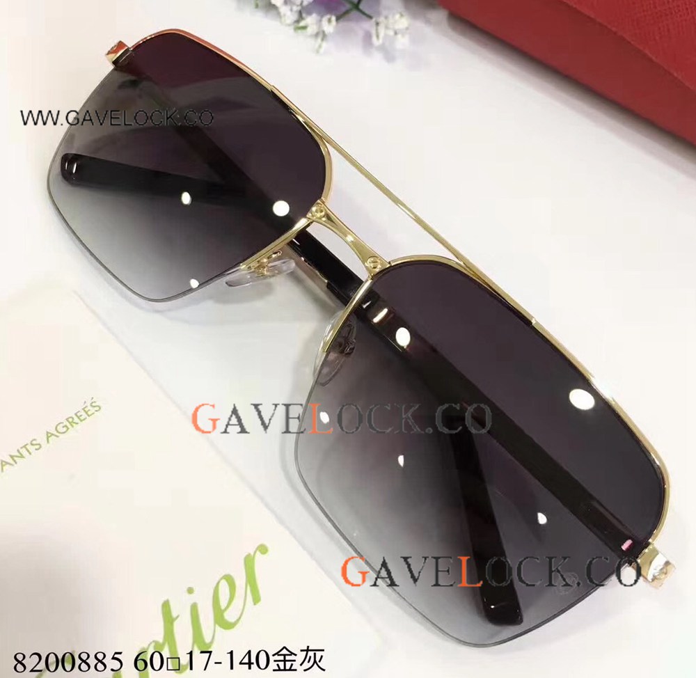 Cartier Replica Sunglasses Gold Double-bar Sunglasses